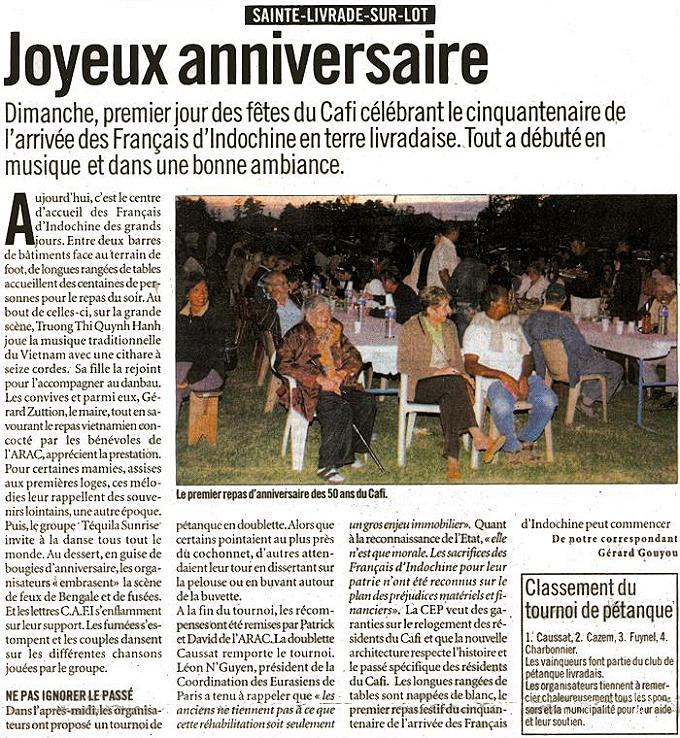 Les 50 ans du CAFI de Saint-Livrade , 1956-2006, la fte au Camp !